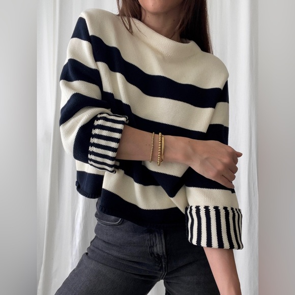 SADE STRIPED SWEATER 🆕 — In Cream/navy - Picture 2 of 8